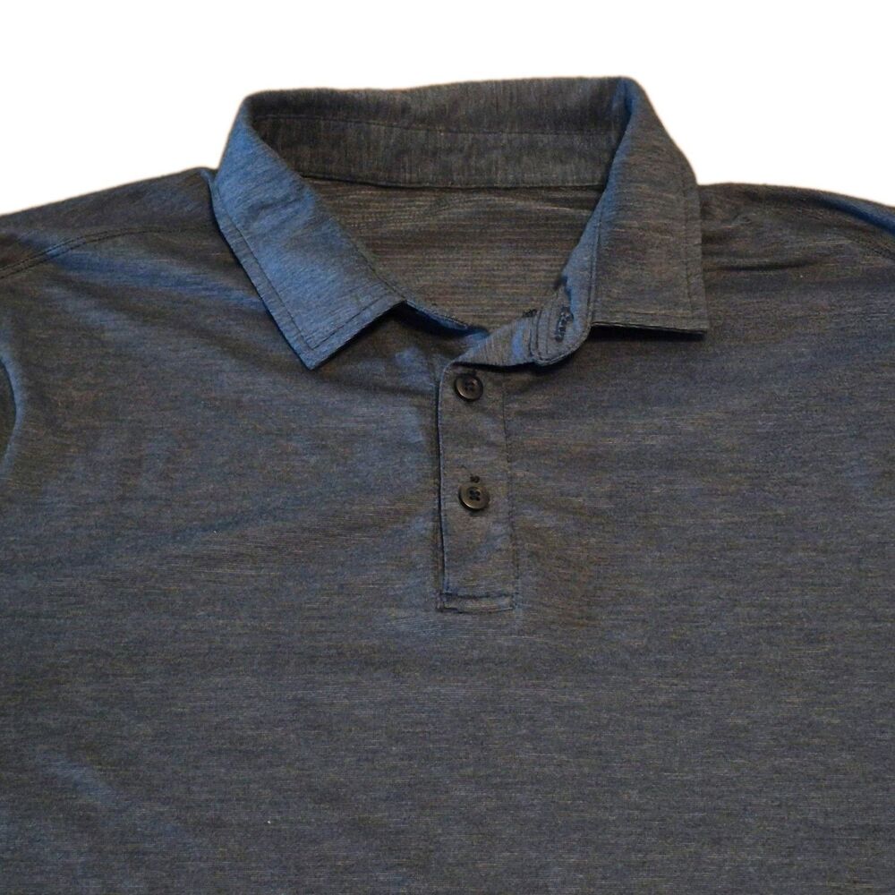 Lululemon Metal Vent Tech Polo Men Size Medium Blue Heathered Golf Shirt Button